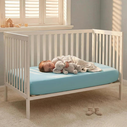 NTBAY 100% Brushed Microfiber Fitted Crib Sheet - Super Soft & Cozy Aqua 28x52 Inches for Standard Cribs