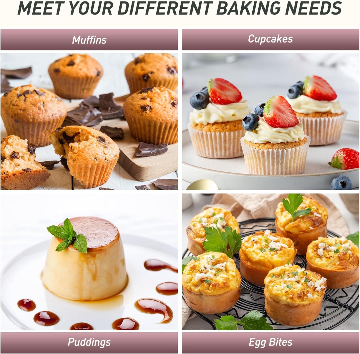 Skiennix Mini Muffin Pan Set - 2 Pack Silicone Molds with Metal Reinforced Frame | Non-Stick, Oven Safe