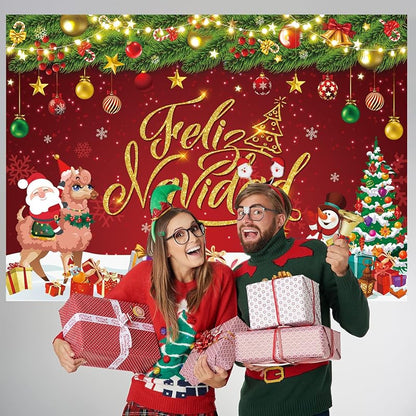 10x8FT Feliz Navidad Christmas Backdrop Banner - CINRAY Vinyl Photo Backdrop