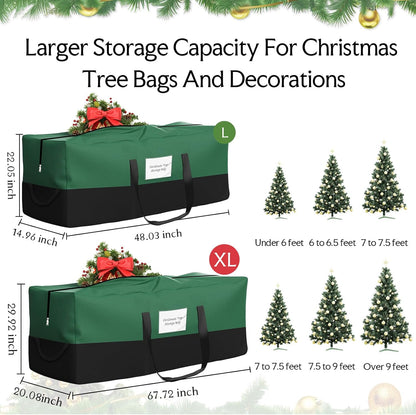 Skiennix Christmas Tree Storage Bag - Fits Up to 10 Ft Tall Trees | Heavy Duty 600D Oxford Material, Dampproof Design with Reinforced Handles & Dual Zipper