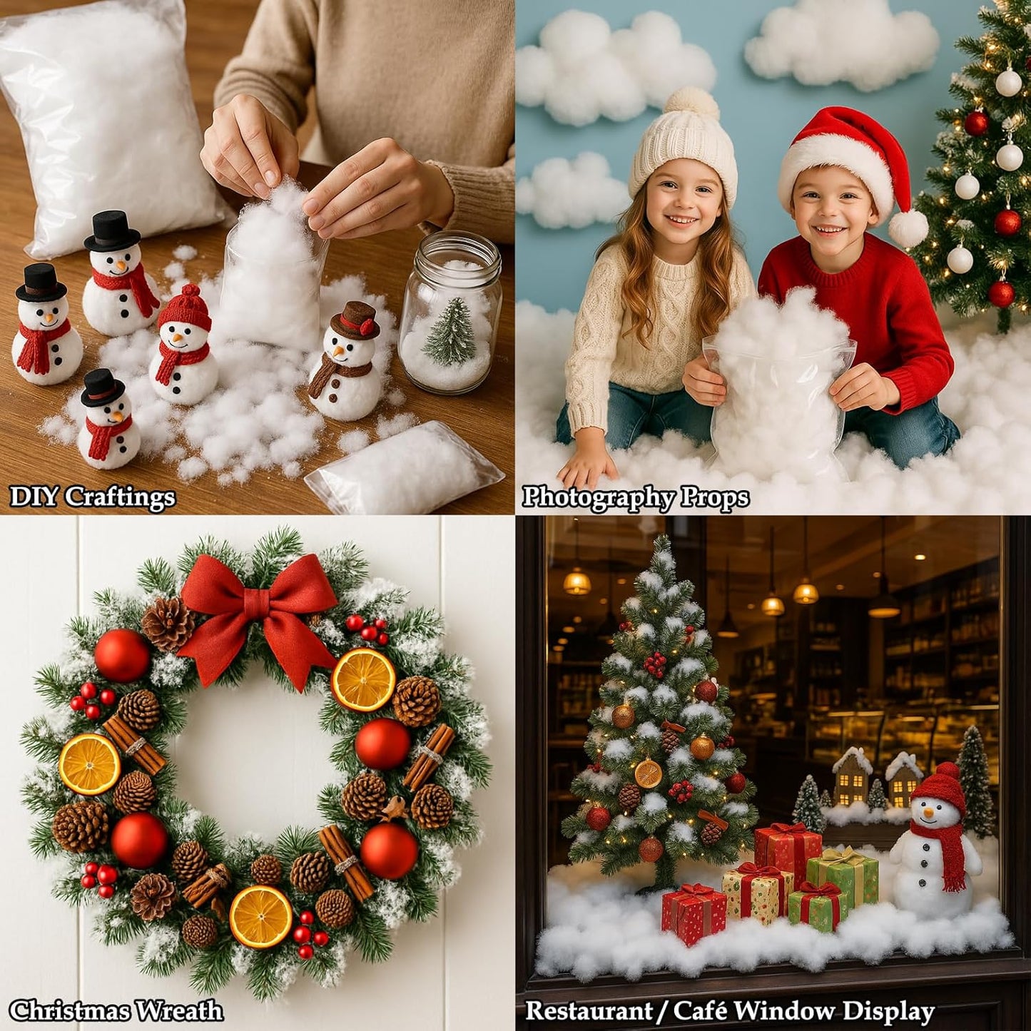 Skiennix Christmas Fake Snow Decor - Fluffy Flame Resistant Indoor Cotton Snow Blanket | 5.6oz for Holiday Crafts & Decorations