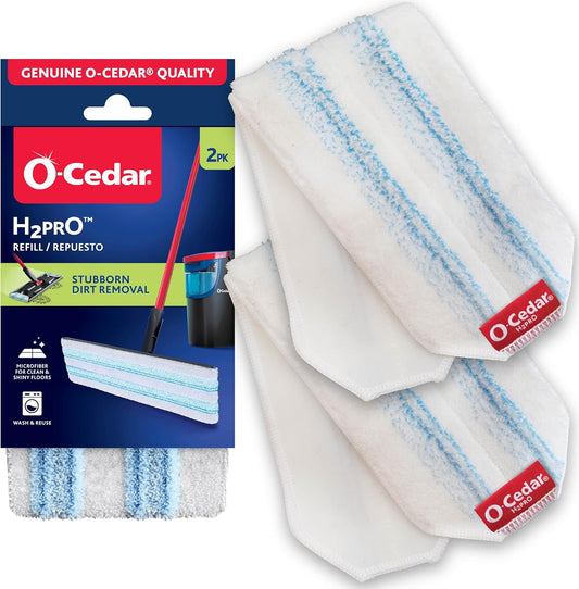 O-Cedar H2prO Mop Pad Replacement - Microfiber Refill (2-Pack) | Machine Washable | Eliminates 99% of Bacteria