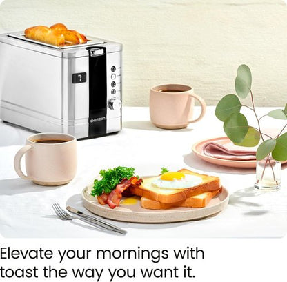Chefman 2-Slice Digital Toaster - Stainless Steel with Extra-Wide Slots for Bagels & Defrost Function