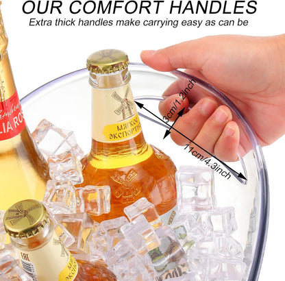 Sunnyray 4 Pack Ice Buckets Large Beer Bucket Clear Acrylic Drink Cooler Plastic Ice Beverage Tub Champagne Bottles Bucket Chiller Bin Drink Buckets for Party Barbecue Picnic Home Bar (8L)