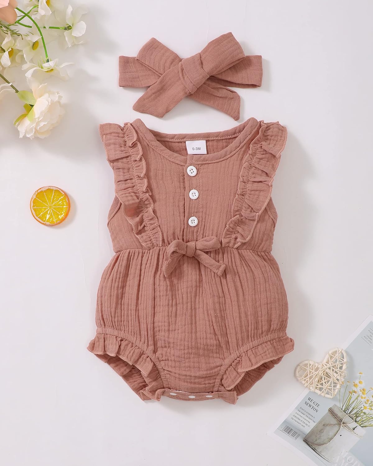Renotemy Newborn Baby Girl Romper - Summer Short Sleeve Jumpsuit in Cute Designs