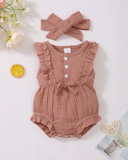 Renotemy Newborn Baby Girl Romper - Summer Short Sleeve Jumpsuit in Cute Designs