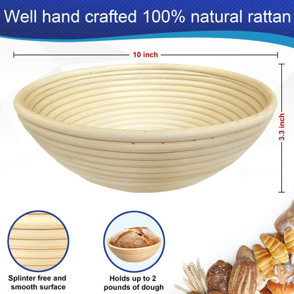 10 Inch Round Bread Banneton Proofing Basket Set of 2 – Bread Baking Kit Sourdough Proofing Basket for Artisanal Bread – Bread Making Tools For Professional & Home Bakers (10 inch round- 2 pack)