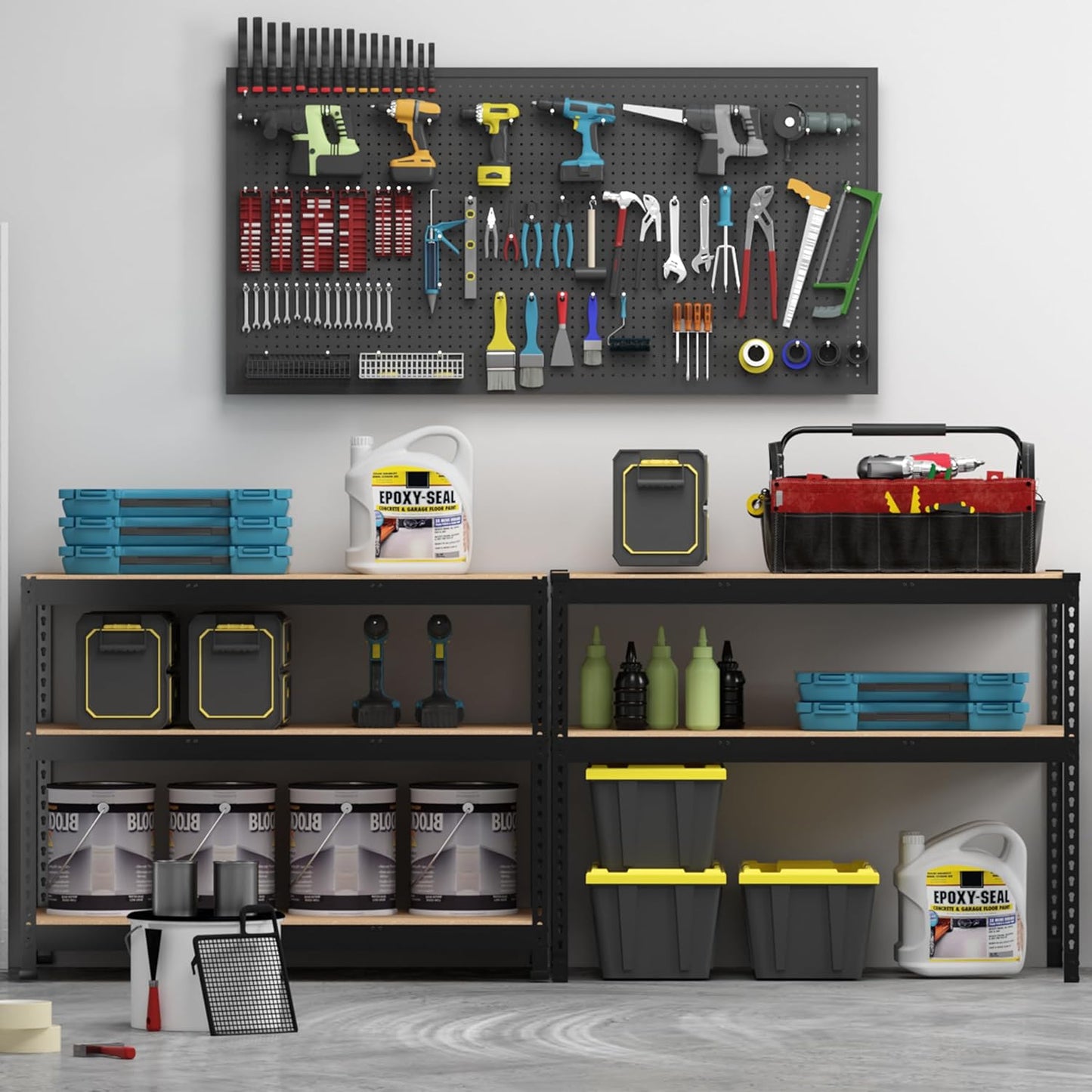 PrimeZone Heavy Duty Storage Shelves - 5-Tier Adjustable Metal Rack for Garage, Pantry & Kitchen | 48" x 24" x 72" - Black
