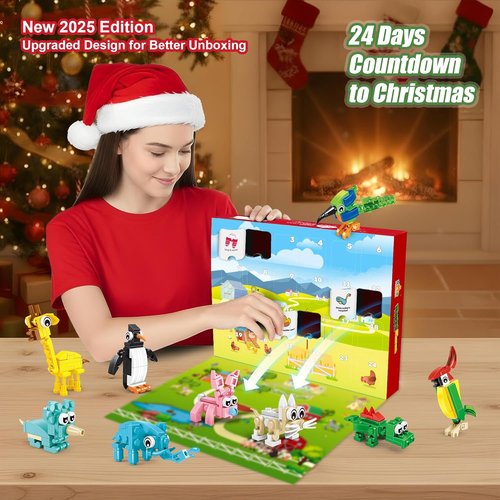 Animal Advent Calendar Building Set 2025 - 24 Creative 3-in-1 Animal Packs & 72 Figures | Perfect Christmas Gift for Kids 6+