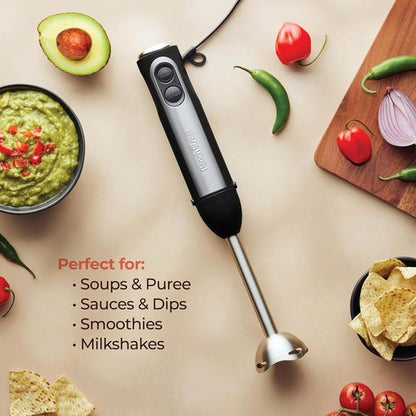 **Powerful Immersion Blender - 500W Electric Hand Blender with Turbo Mode & Detachable Base | Stainless Steel Blades for Soup, Smoothies, Purees**