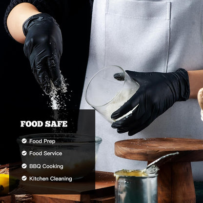 TitanFlex Disposable Nitrile Exam Gloves - 6-Mil Heavy Duty, Black, Latex-Free & Food Safe