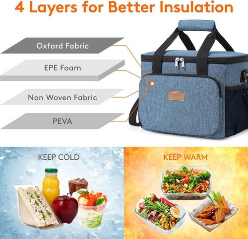 Lifewit Insulated Lunch Bag - Soft Cooler Tote for Adults | Light Blue, 12-Can Capacity (9L)