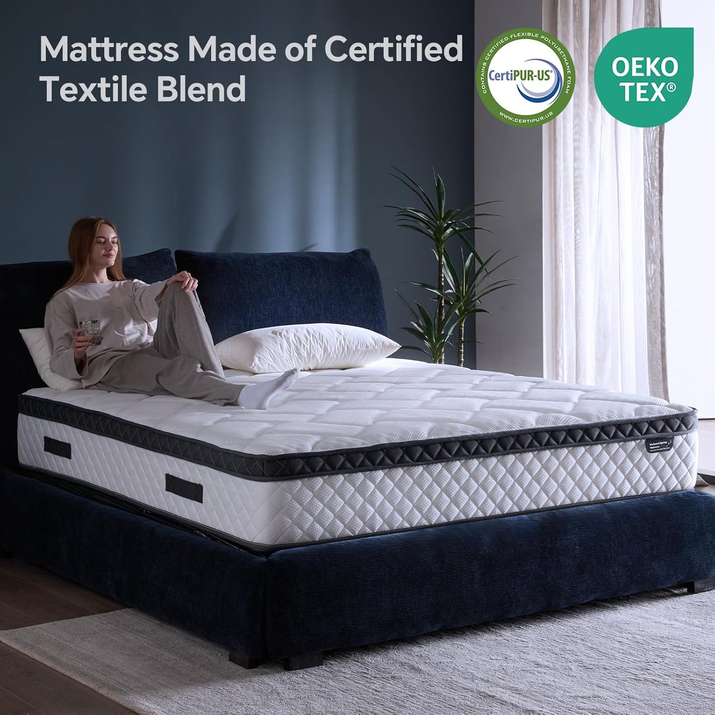 Regine Switzerland Queen Size Mattress - 12 Inch Hybrid with Pocket Springs for Ergonomic Support