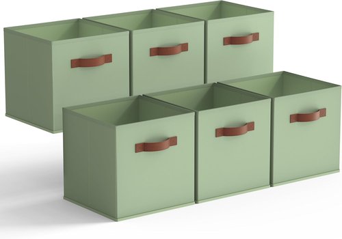 Granny Says 11-Inch Cube Storage Bins - Collapsible Fabric Baskets for Organization | Sage Green, 6-Pack