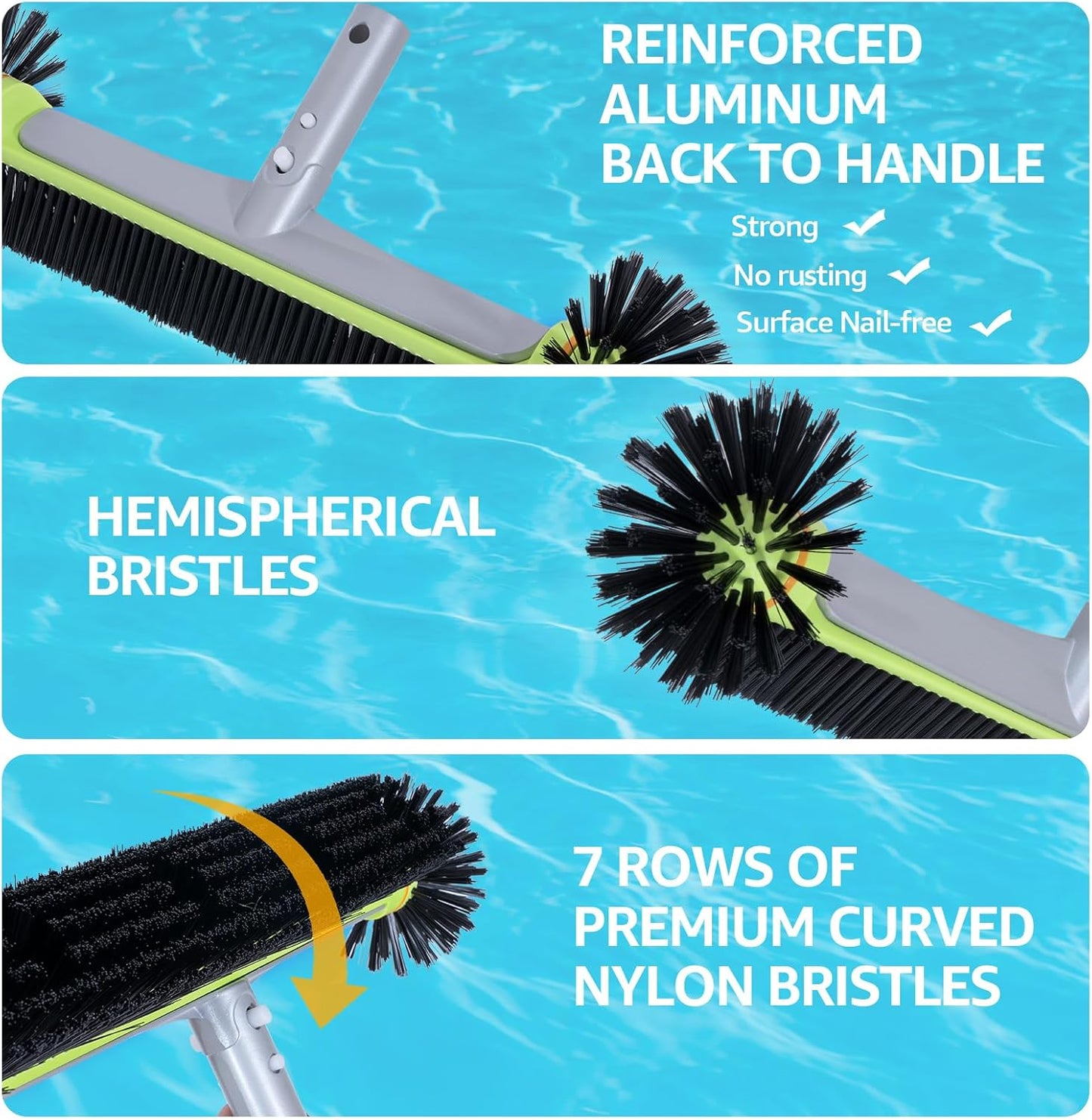 Sepetrel Deluxe Swimming Pool Cleaning Kit - Professional Leaf Skimmer, Fine Mesh Net & 17.5" Brush Head
