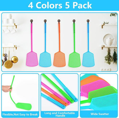 Fly Swatter 5-Pack | Heavy-Duty Manual Fly Killer with Long Handle for Indoor & Outdoor Use