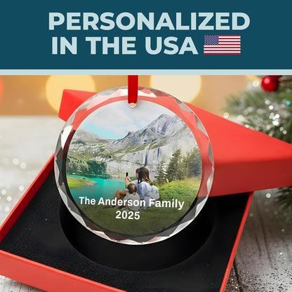 Regine Switzerland Personalized Christmas Ornament - Custom Crystal Photo Keepsake with Text