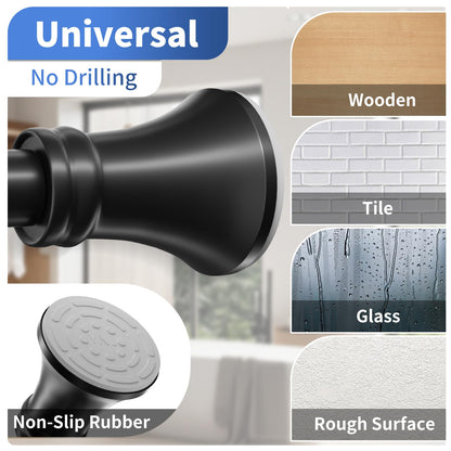 YNL Matte Black Shower Curtain Rod 36-84 Inch(3-7ft), No Slip No Drill Stainless Steel Spring Tension Curtain Rod, No Rust Shower Rod Adjustable For Bathroom Window Bedroom
