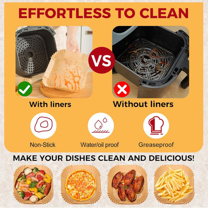 Air Fryer Liners - 500 Pcs Non-Stick 8-Inch Square Parchment Paper for Air Fryers & Ovens