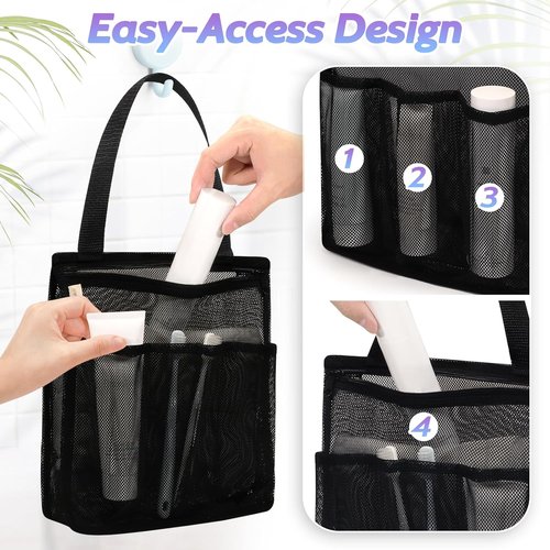 Famichan Portable Mesh Shower Caddy - Essential Travel Bag for Gym & Dorm | Black