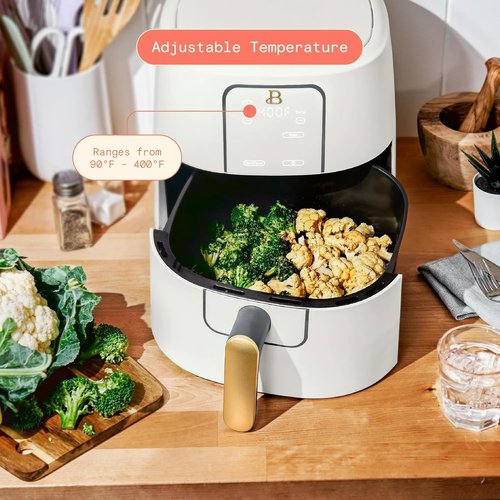 Drew Barrymore 6 Qt Air Fryer - Touchscreen with TurboCrisp Technology & EverGood Ceramic Nonstick (White)