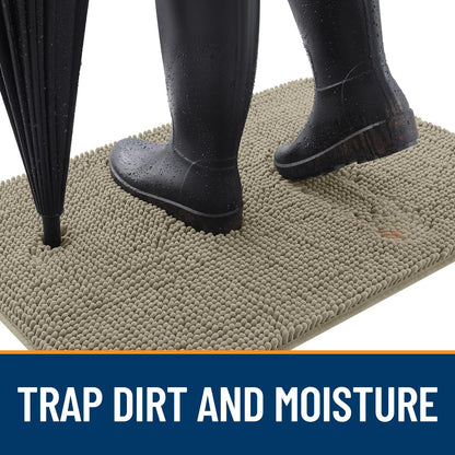 OLANLY Dog Door Mat for Muddy Paws 40x32, Absorbs Moisture and Dirt, Absorbent Non-Slip Washable Doormat, Quick Dry Chenille Mud Mat, Entry Indoor Entryway Carpet for Inside Floor, Warm Taupe