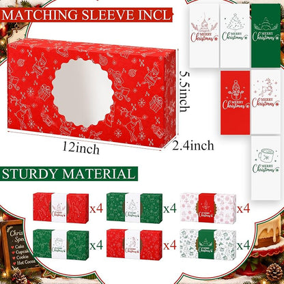 Christmas Cookie Boxes 24-Pack 12 x 5.5 x 2.5 in Assorted Gift Boxes Set
