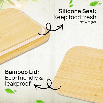 Vtopmart Glass Food Storage Containers - 4 Pack with Bamboo Lids | Microwave, Oven, Freezer Safe, BPA Free