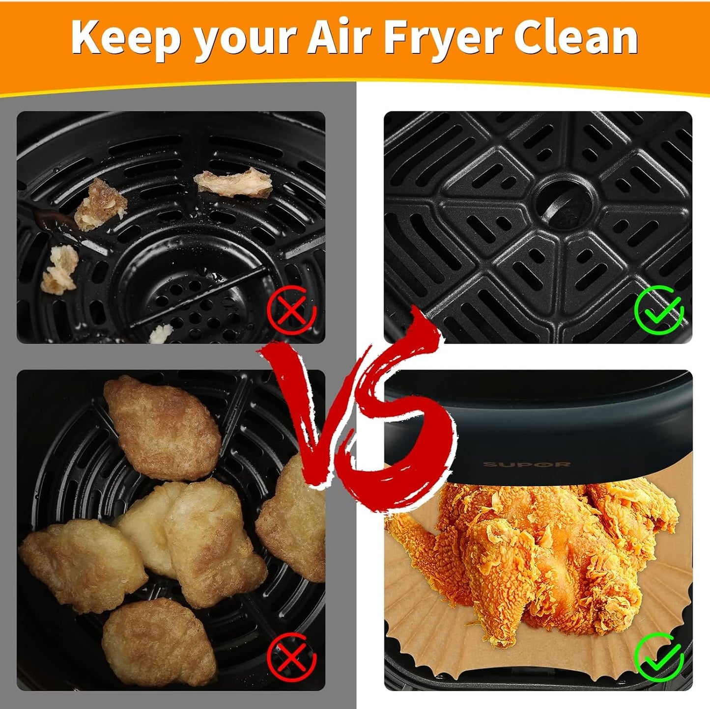 Ninja Air Fryer Liners - 130PC Disposable Baking Parchment Paper | Food-Grade Rectangle Inserts