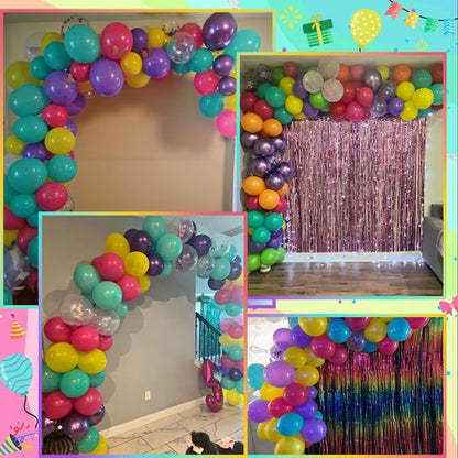 Pink Blue Purple Balloon, 60 Pcs 12 Inches Hot Pink Metallic Purple Teal Yellow Balloons Confetti Balloons for Kids Magic Theme Birthday Decoration Baby Shower Engagement Party Supplies
