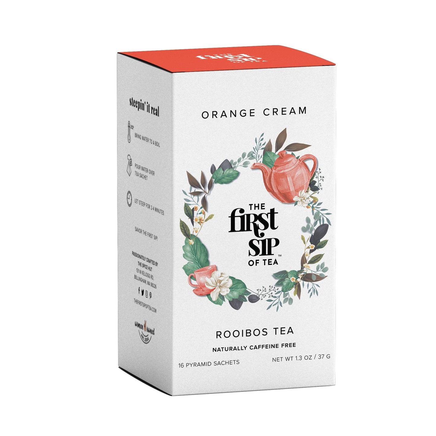 Orange Cream Rooibos, Tea Bags, Vanilla & Orange, Caffeine-Free, Antioxidants, Hot & Iced Tea - 16 Cups | The Spice Hut, First Sip Of Tea