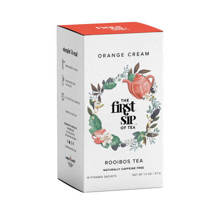 Orange Cream Rooibos, Tea Bags, Vanilla & Orange, Caffeine-Free, Antioxidants, Hot & Iced Tea - 16 Cups | The Spice Hut, First Sip Of Tea