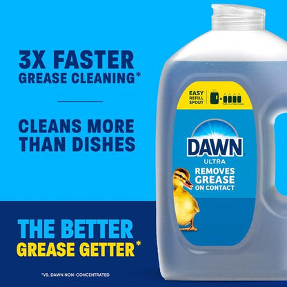 Dawn Ultra Dish Soap Refill - Powerful Blue Liquid Detergent for Grease | 51.5oz (Pack of 2)
