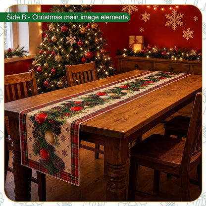 Double Sided Table Runner for Thanksgiving & Christmas 13 x 72 Inches