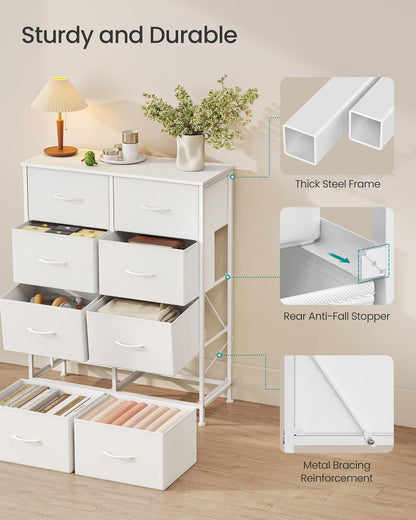 SONGMICS Dresser - 8-Drawer Storage Organizer Unit in Cloud White & Snow White | Stylish Bedroom Chest
