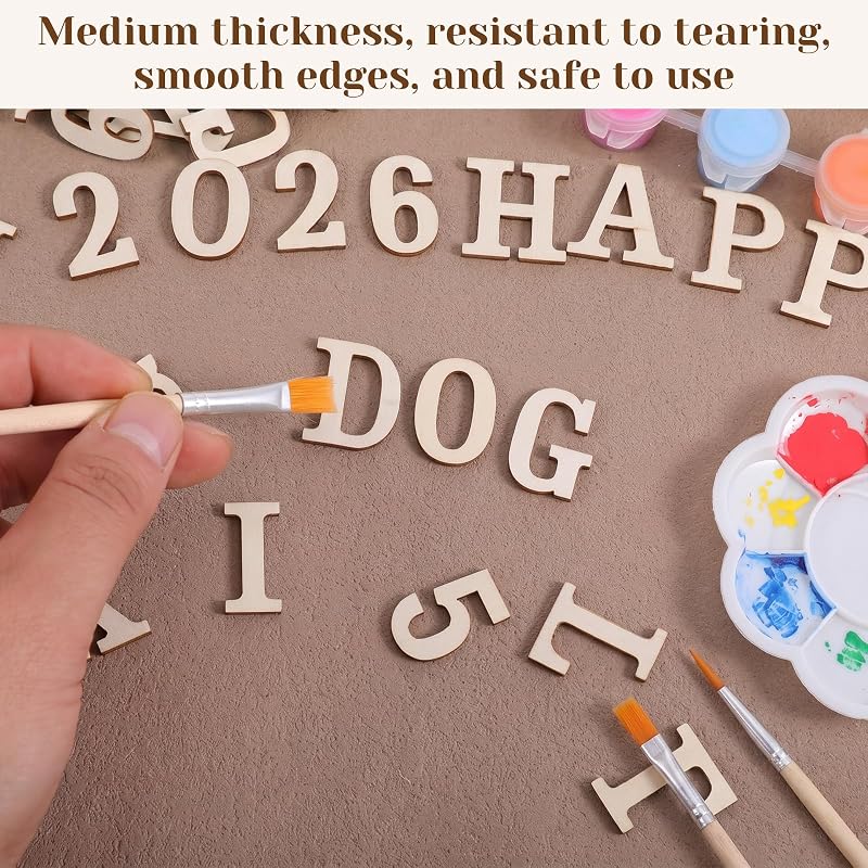 Unfinished Wood Alphabet Letters & Numbers 124-Piece Set, 1-5/8 Inch for Crafts & Scrapbooking