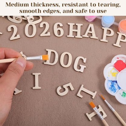 Unfinished Wood Alphabet Letters & Numbers 124-Piece Set, 1-5/8 Inch for Crafts & Scrapbooking