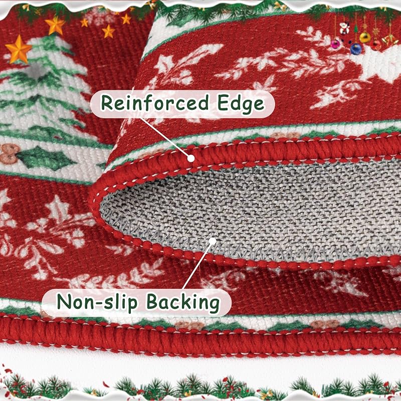 Round Christmas Area Rug 5ft - Washable Non Slip Indoor Circle Carpet, Variation: Christmas Words+5'