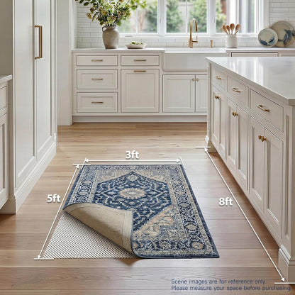 Veken Rug Pad Gripper - Non-Slip 3x5 Ft Mat for Hardwood & Tile Floors | Thick Anti-Skid Design