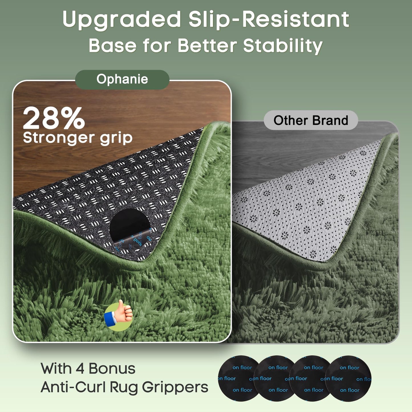 Ophanie Gray Green Rug Grass Area Rugs for Bedroom, 4x6 Shag Fluffy Carpet, Fuzzy Furry Plush Soft Cute Kids Baby Girls Shaggy Bedside Indoor Floor Carpets for Teen Dorm Home Decor Aesthetic, Nursery