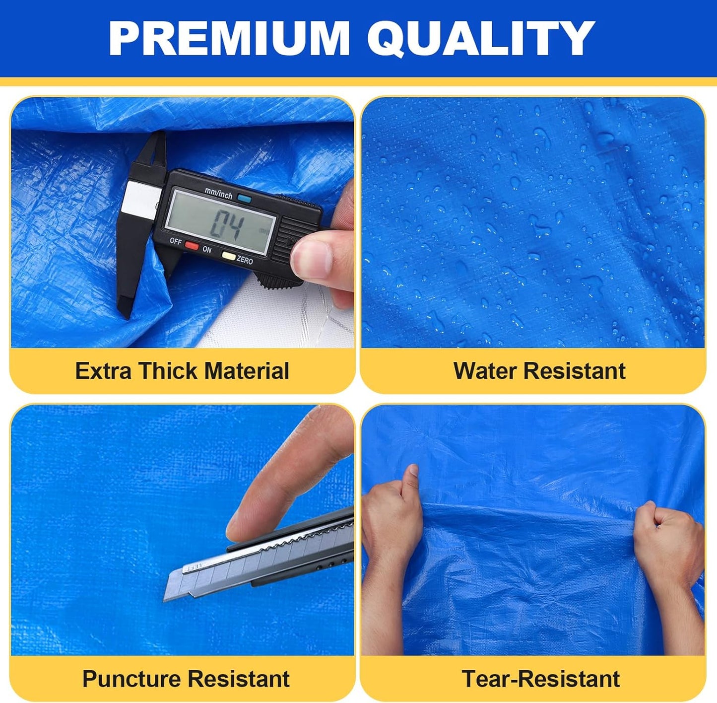 TICONN King Mattress Bag - Heavy Duty Moving Cover with Full-Around Handle & Adjustable Buckles | Blue