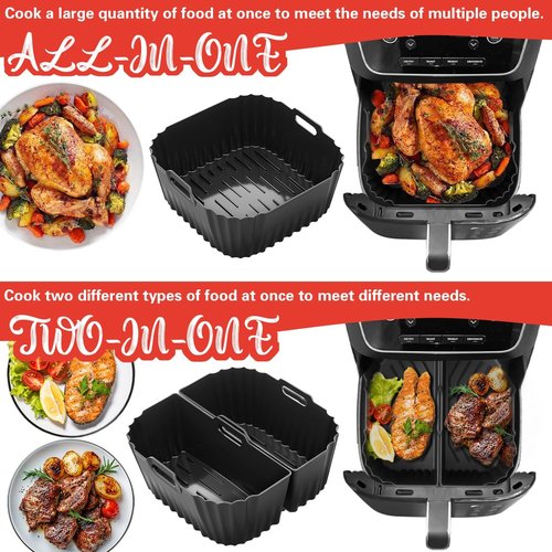 Chefman Air Fryer Accessories Set - 2-In-1 Silicone Liners & Paper Liners for 8Qt & 9Qt Models