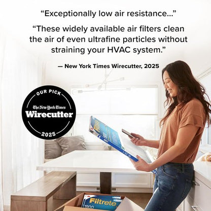 Filtrete 20x20x1 MERV 13 AC Air Filter - Premium Allergen & Virus Protection | 2-Pack (Actual Size 19.69x19.69x0.78 in)