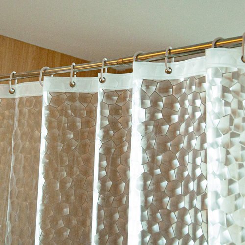 NTBAY EVA Clear Shower Curtain with Water Cube, Water-Repellent Liner with 3 Magnets for Bathroom, 72x72 Inches