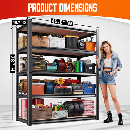 **Regine Switzerland Heavy Duty Garage Shelving | Set of 3 Adjustable 5-Tier Metal Storage Units 78"x46"x20"**