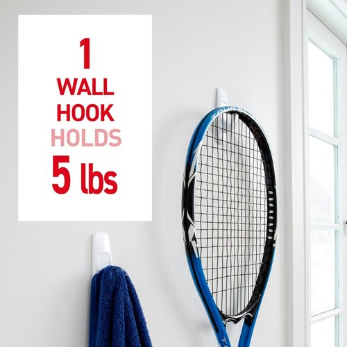 Command 5 lb Large Utility Hooks - Damage-Free Wall Hooks with Adhesive Strips | 12 Strips for Easy Organization