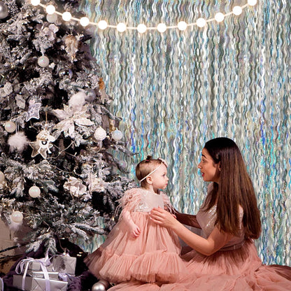 Skiennix Tinsel Foil Fringe Curtains - Sparkling Wavy Backdrop for Party Decorations | Photo Booth Props