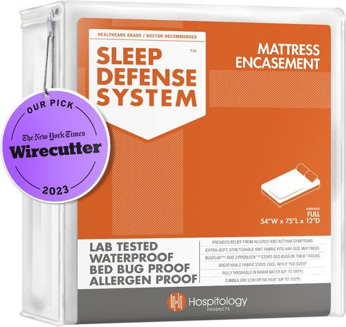 HOSPITOLOGY PRODUCTS Mattress Encasement - Hypoallergenic Bed Bug & Dust Mite Protection - Full Size 54" W x 75" L
