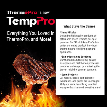 TempPro Digital Food Thermometer - Super Long Probe for Cooking, Baking, and BBQ | Ideal for Meat & Sourdough
