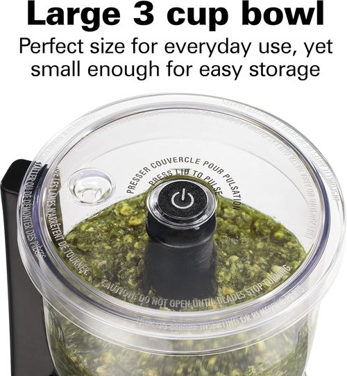 Hamilton Beach Electric Vegetable Chopper - 3-Cup Mini Food Processor, 350 Watts, Black | Perfect for Dicing & Mincing